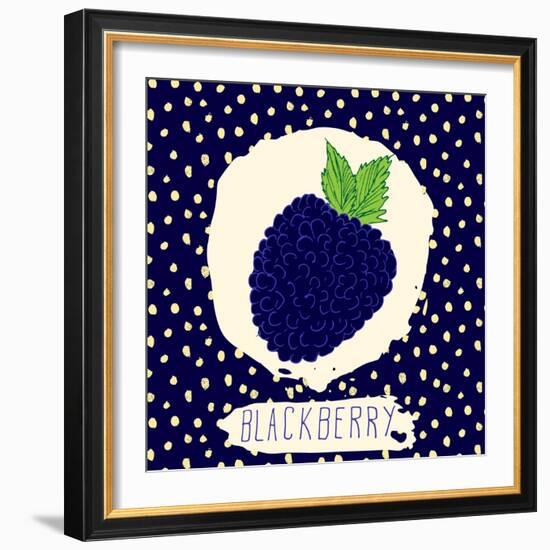 Blackberry with Dots Pattern-Anton Yanchevskyi-Framed Art Print