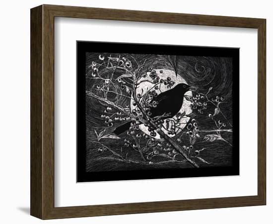 Blackbird, 2023, (Etching)-Helen White-Framed Giclee Print