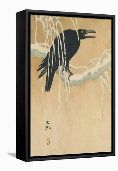 Blackbird in Snow-Koson Ikeda-Framed Stretched Canvas