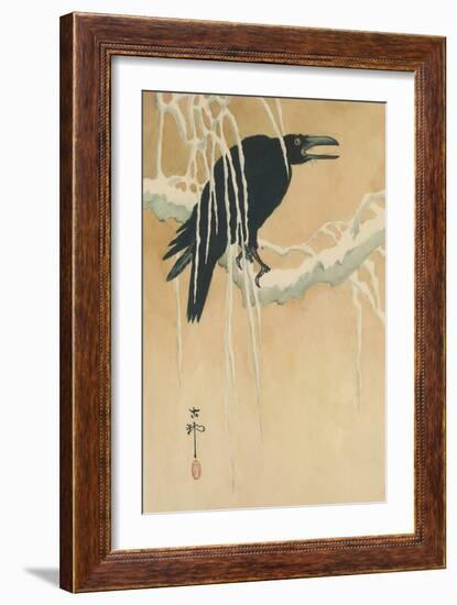 Blackbird in Snow-Koson Ikeda-Framed Art Print