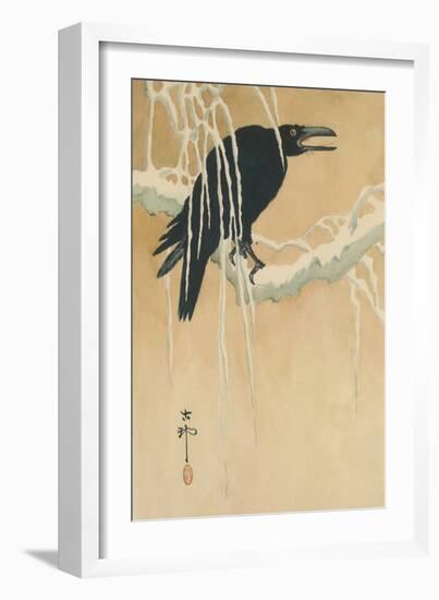 Blackbird in Snow-Koson Ikeda-Framed Art Print