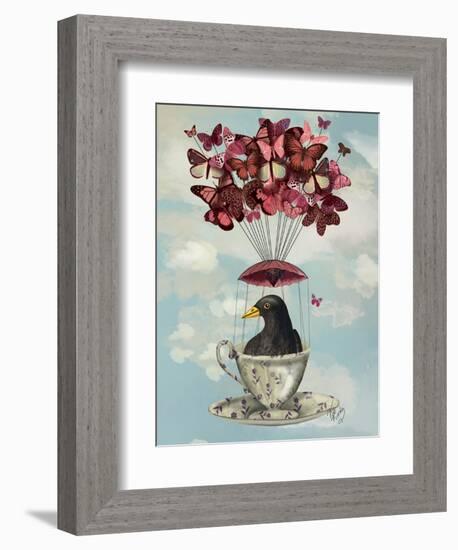 Blackbird in Teacup-Fab Funky-Framed Premium Giclee Print