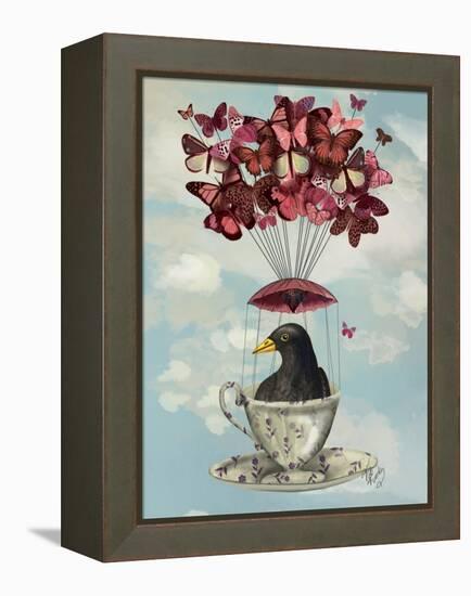 Blackbird in Teacup-Fab Funky-Framed Stretched Canvas