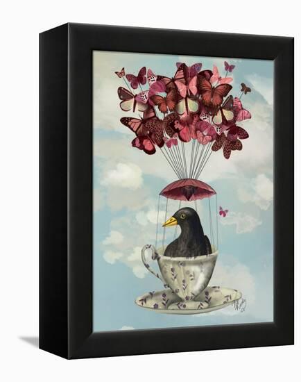 Blackbird in Teacup-Fab Funky-Framed Stretched Canvas