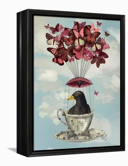 Blackbird in Teacup-Fab Funky-Framed Stretched Canvas