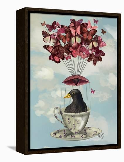 Blackbird in Teacup-Fab Funky-Framed Stretched Canvas