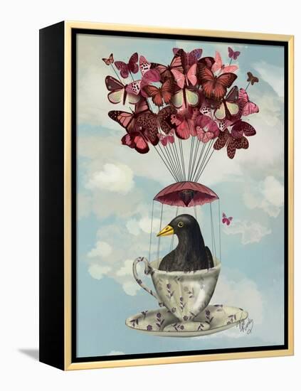 Blackbird in Teacup-Fab Funky-Framed Stretched Canvas