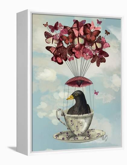 Blackbird in Teacup-Fab Funky-Framed Stretched Canvas