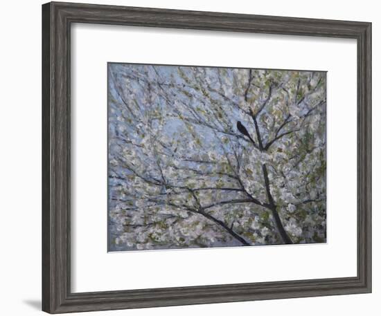 Blackbird Singing in Cherry Blossom-Ruth Addinall-Framed Giclee Print