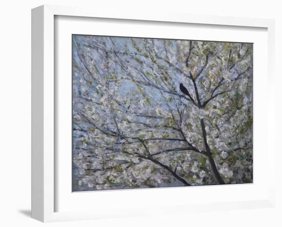 Blackbird Singing in Cherry Blossom-Ruth Addinall-Framed Giclee Print