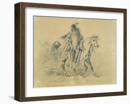 Blackfeet Warrior on Horseback, C.1833-43-Karl Bodmer-Framed Premium Giclee Print