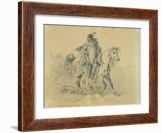 Blackfeet Warrior on Horseback, C.1833-43-Karl Bodmer-Framed Premium Giclee Print