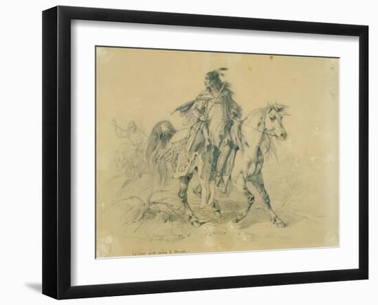 Blackfeet Warrior on Horseback, C.1833-43-Karl Bodmer-Framed Premium Giclee Print