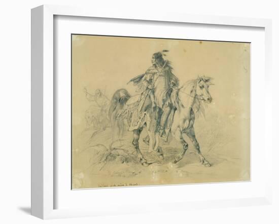 Blackfeet Warrior on Horseback, C.1833-43-Karl Bodmer-Framed Premium Giclee Print