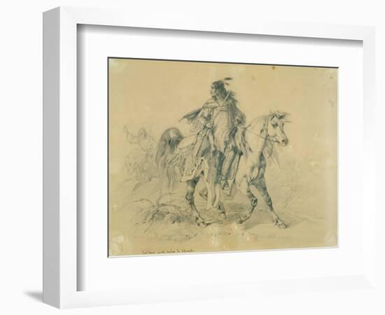 Blackfeet Warrior on Horseback, C.1833-43-Karl Bodmer-Framed Giclee Print