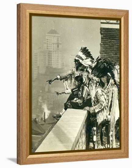 Blackfoot Indians on the Roof of the McAlpin Hotel, Refusing to Sleep in their Rooms, New York City-American Photographer-Framed Premier Image Canvas