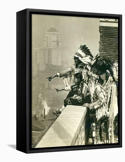 Blackfoot Indians on the Roof of the McAlpin Hotel, Refusing to Sleep in their Rooms, New York City-American Photographer-Framed Premier Image Canvas