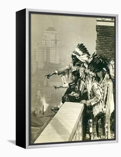 Blackfoot Indians on the Roof of the McAlpin Hotel, Refusing to Sleep in their Rooms, New York City-American Photographer-Framed Premier Image Canvas