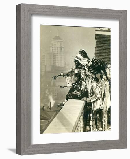 Blackfoot Indians on the Roof of the McAlpin Hotel, Refusing to Sleep in their Rooms, New York City-American Photographer-Framed Photographic Print