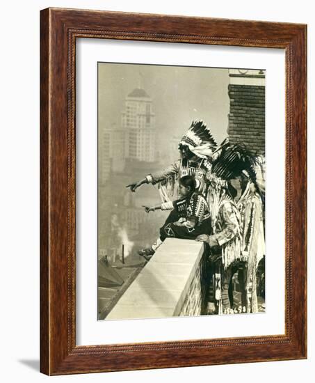 Blackfoot Indians on the Roof of the McAlpin Hotel, Refusing to Sleep in their Rooms, New York City-American Photographer-Framed Photographic Print