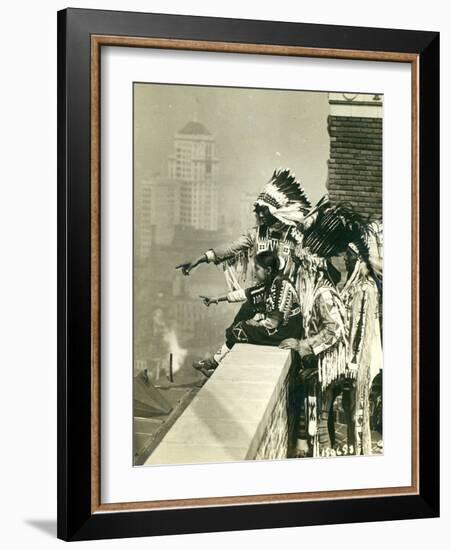 Blackfoot Indians on the Roof of the McAlpin Hotel, Refusing to Sleep in their Rooms, New York City-American Photographer-Framed Photographic Print