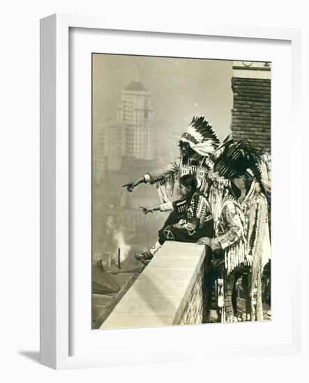 Blackfoot Indians on the Roof of the McAlpin Hotel, Refusing to Sleep in their Rooms, New York City-American Photographer-Framed Photographic Print