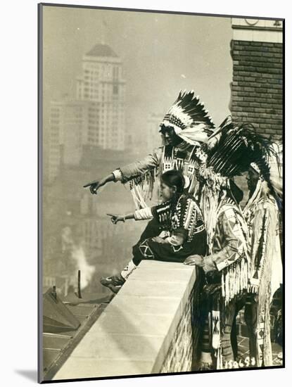 Blackfoot Indians on the Roof of the McAlpin Hotel, Refusing to Sleep in their Rooms, New York City-American Photographer-Mounted Photographic Print