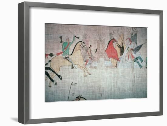 Blackfoot Native American tepee lining showing an attack on a camp-Unknown-Framed Giclee Print