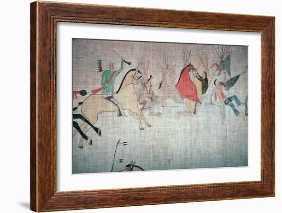 Blackfoot Native American tepee lining showing an attack on a camp-Unknown-Framed Giclee Print