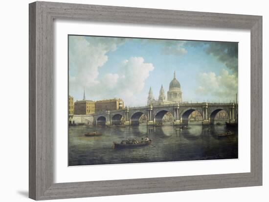 Blackfriars Bridge and St. Paul's Cathedral, about 1762-William Marlow-Framed Giclee Print