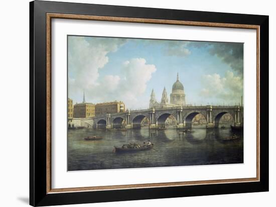 Blackfriars Bridge and St. Paul's Cathedral, about 1762-William Marlow-Framed Giclee Print