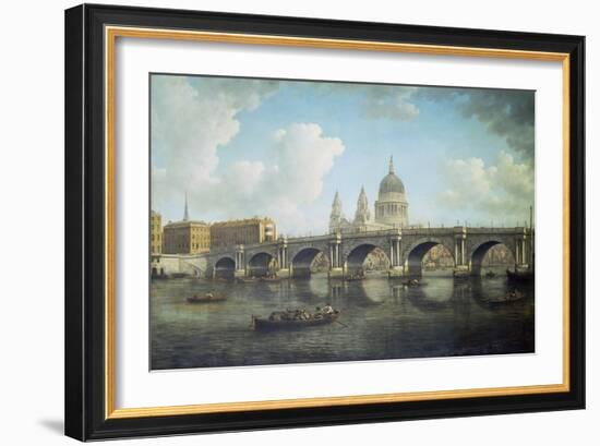 Blackfriars Bridge and St. Paul's Cathedral, about 1762-William Marlow-Framed Giclee Print