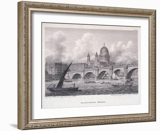 Blackfriars Bridge, London, 1827-George Cooke-Framed Giclee Print