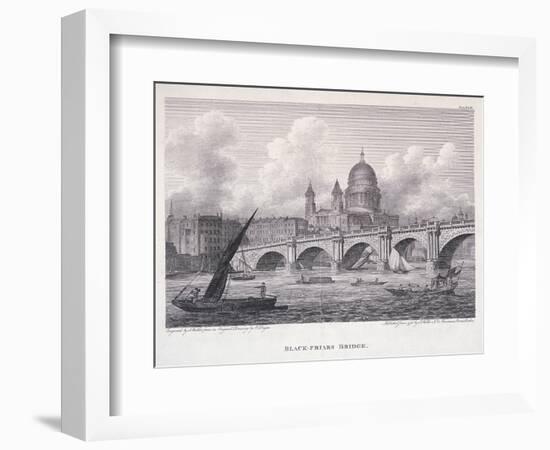 Blackfriars Bridge, London, 1827-George Cooke-Framed Giclee Print