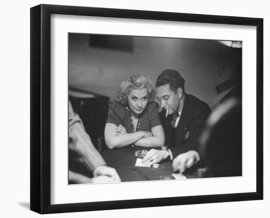 Blackjack Game in Progress at Las Vegas Club-Peter Stackpole-Framed Photographic Print