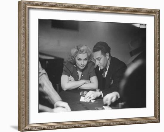 Blackjack Game in Progress at Las Vegas Club-Peter Stackpole-Framed Photographic Print