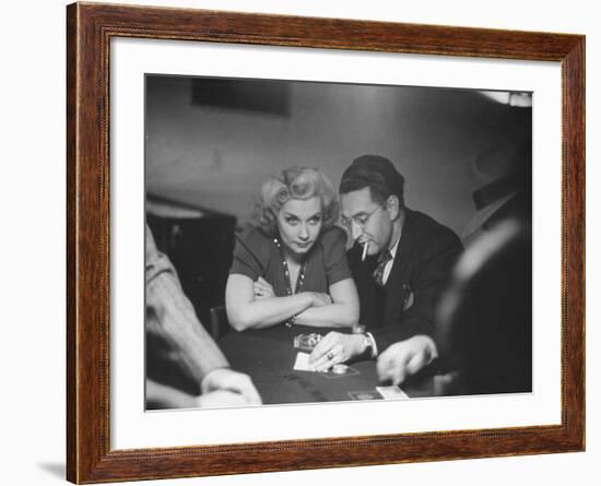 Blackjack Game in Progress at Las Vegas Club-Peter Stackpole-Framed Photographic Print