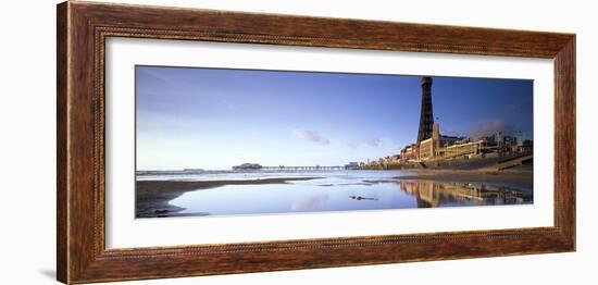 Blackpool seafront with North Pier and Tower.-Joe Cornish-Framed Photo