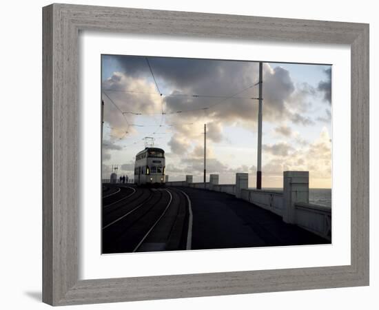 Blackpool Tram at Dusk, Blackpool, Lancashire, England, United Kingdom, Europe-Purcell-Holmes-Framed Photographic Print