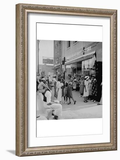 Blacks Shopping on Main Street-Dorothea Lange-Framed Art Print