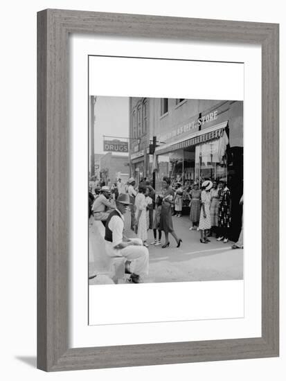 Blacks Shopping on Main Street-Dorothea Lange-Framed Art Print