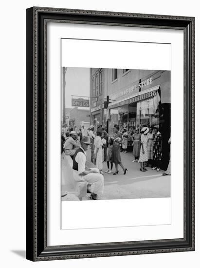 Blacks Shopping on Main Street-Dorothea Lange-Framed Art Print