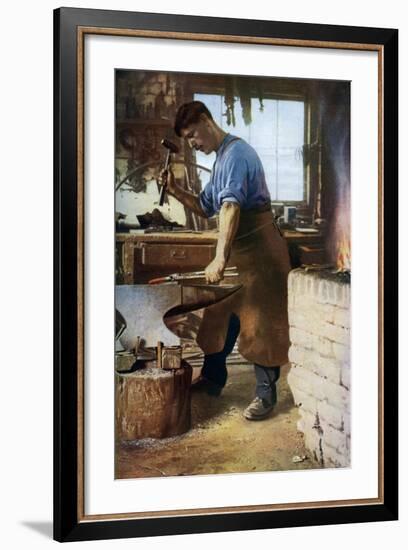 Blacksmith at Work, England, C1922-Sidney H Nicholls-Framed Giclee Print