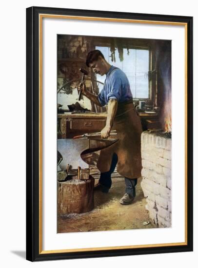 Blacksmith at Work, England, C1922-Sidney H Nicholls-Framed Giclee Print