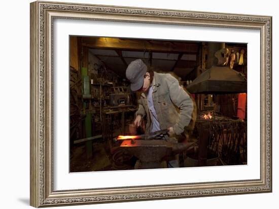 Blacksmith Pounds Heated Metal-Carol Highsmith-Framed Art Print