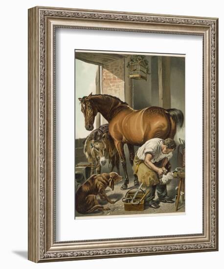 Blacksmith Puts a New Shoe on a Bay Mare-Edwin Henry Landseer-Framed Photographic Print