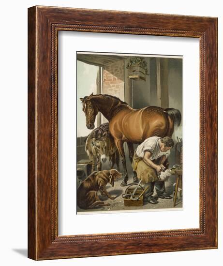 Blacksmith Puts a New Shoe on a Bay Mare-Edwin Henry Landseer-Framed Photographic Print