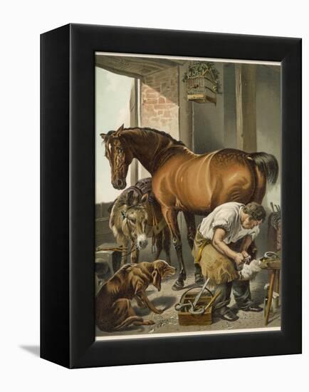 Blacksmith Puts a New Shoe on a Bay Mare-Edwin Henry Landseer-Framed Premier Image Canvas