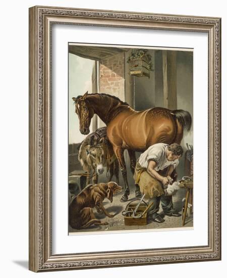 Blacksmith Puts a New Shoe on a Bay Mare-Edwin Henry Landseer-Framed Photographic Print