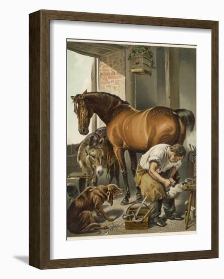 Blacksmith Puts a New Shoe on a Bay Mare-Edwin Henry Landseer-Framed Photographic Print